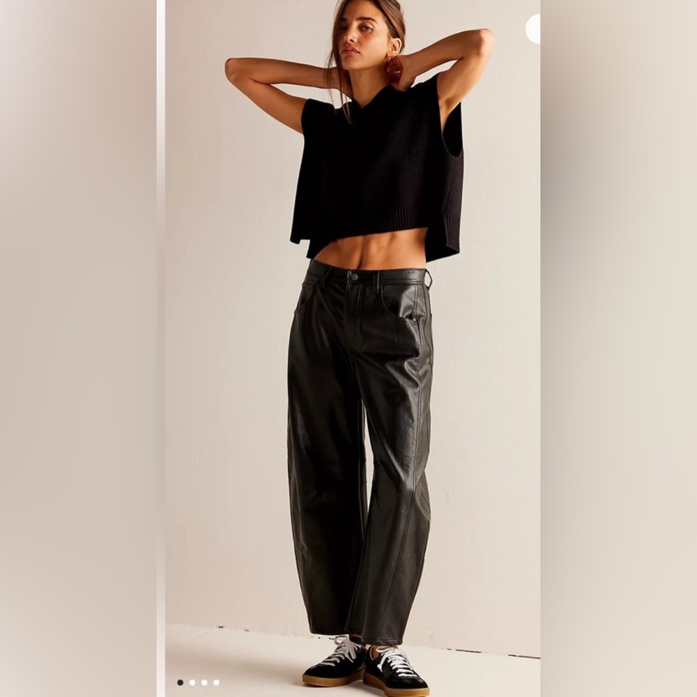 Free People Vegan Leather Barrel Pants